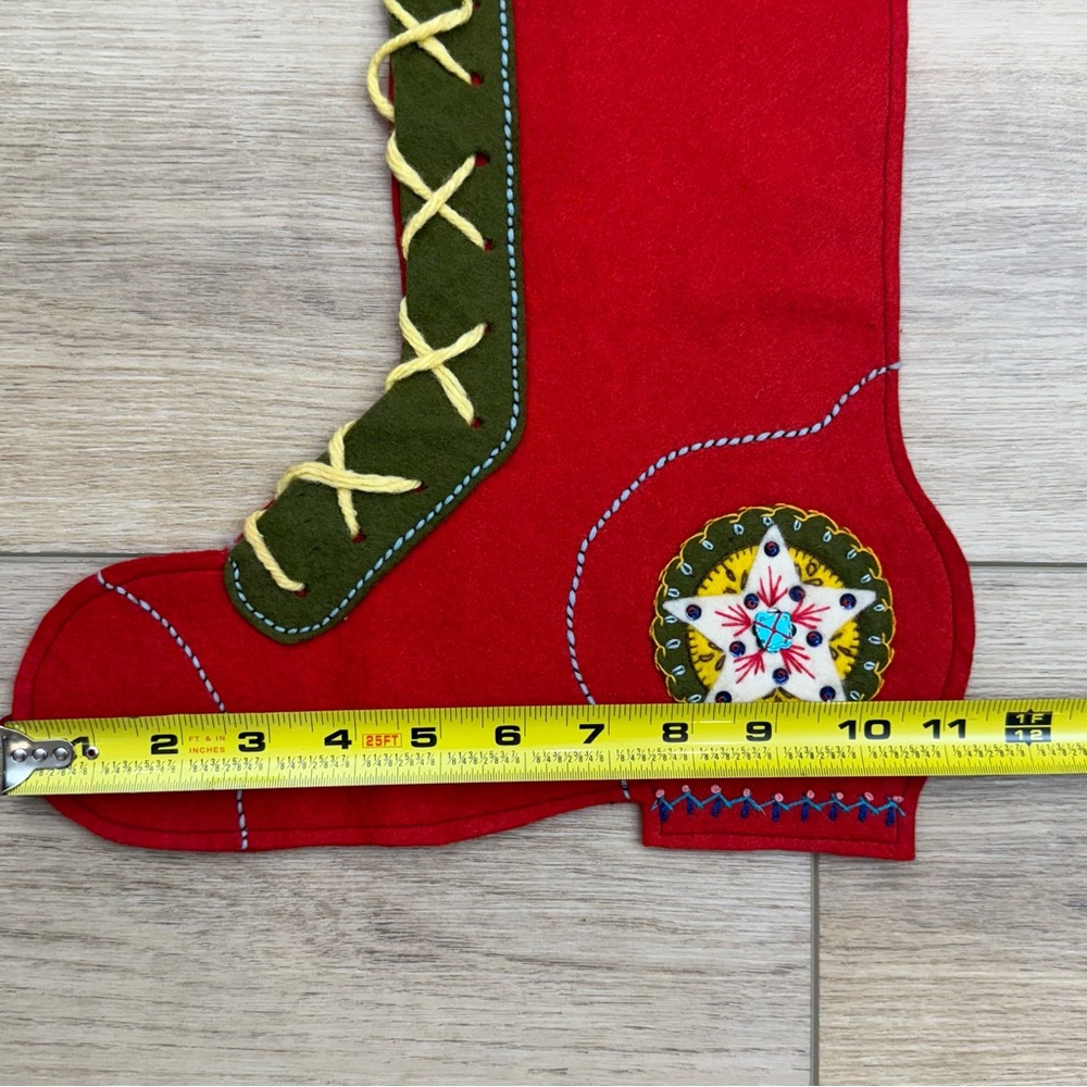 Vintage 70’s handmade Felt Christmas Stocking Appliqué Embroidered Boho‎ - Picture 8 of 9